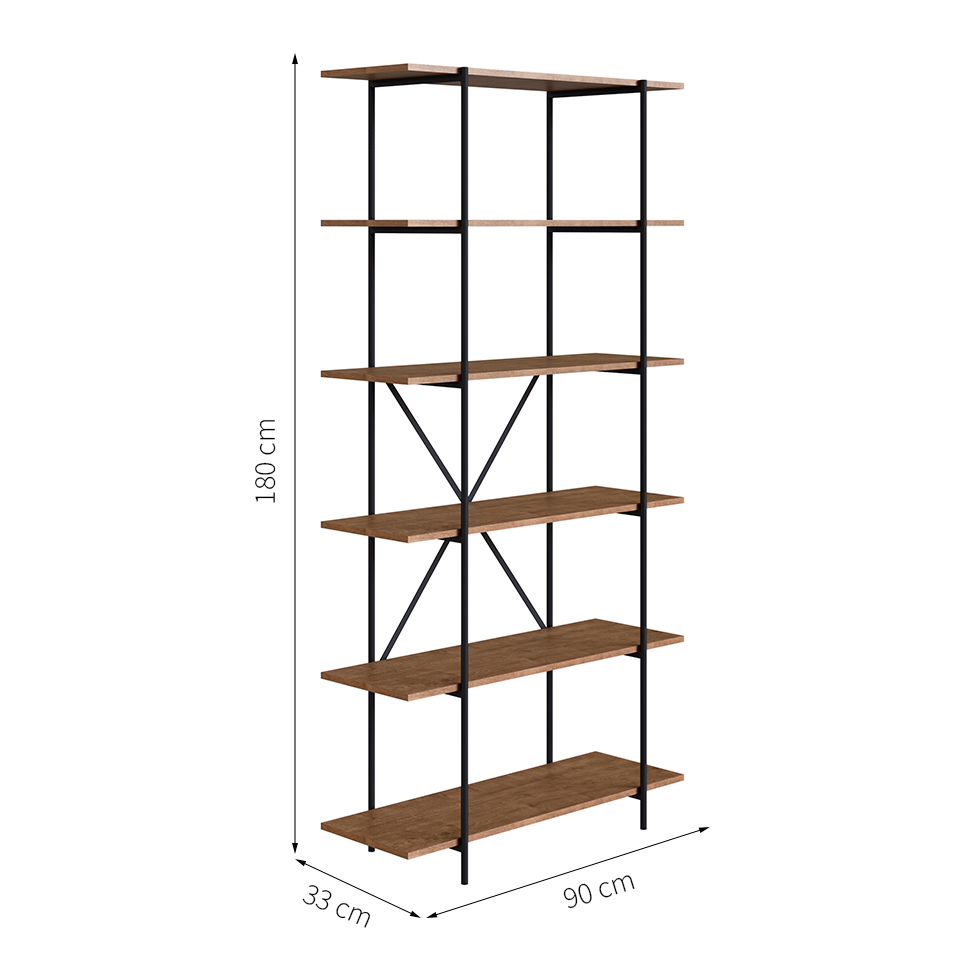 Estante Tube Preta e Vermont 180 cm