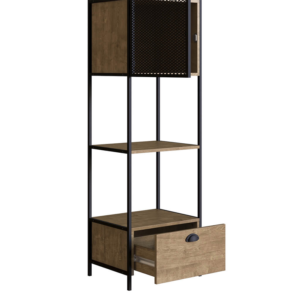 Estante York 180cm 1 Porta Estrutura Preto Fosco - Vermont