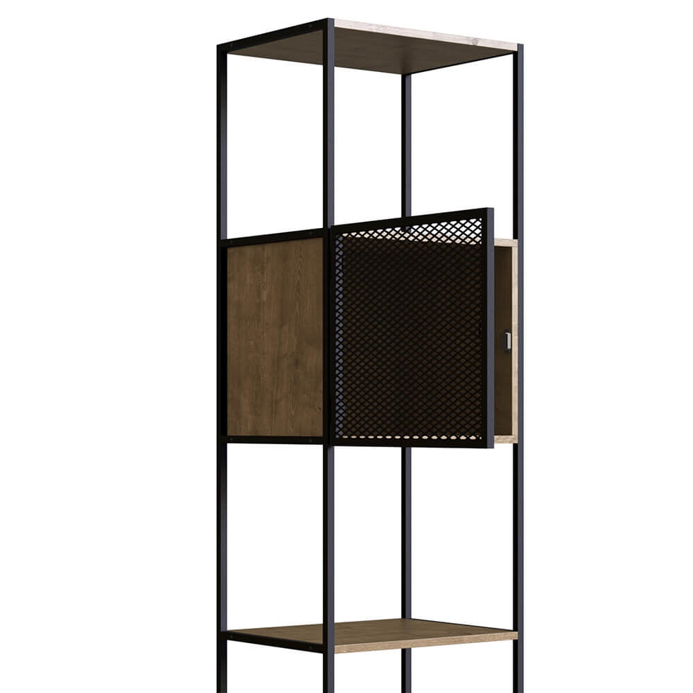 Estante York 180cm 1 Porta Estrutura Preto Fosco - Vermont