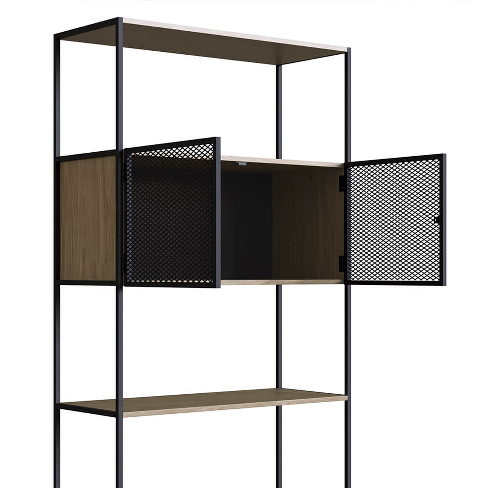 Estante York 180cm 2 Portas Estrutura Preto Fosco - Hanover