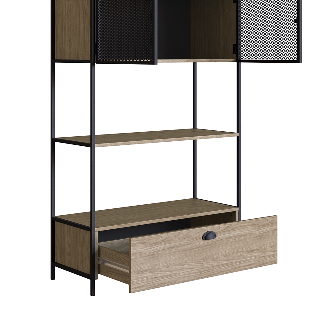 Estante York 180cm 2 Portas Estrutura Preto Fosco - Hanover