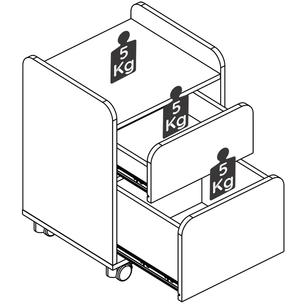 Gaveteiro 2 Gavetas Com Rodízios 27998 Hanover Branco Artesano