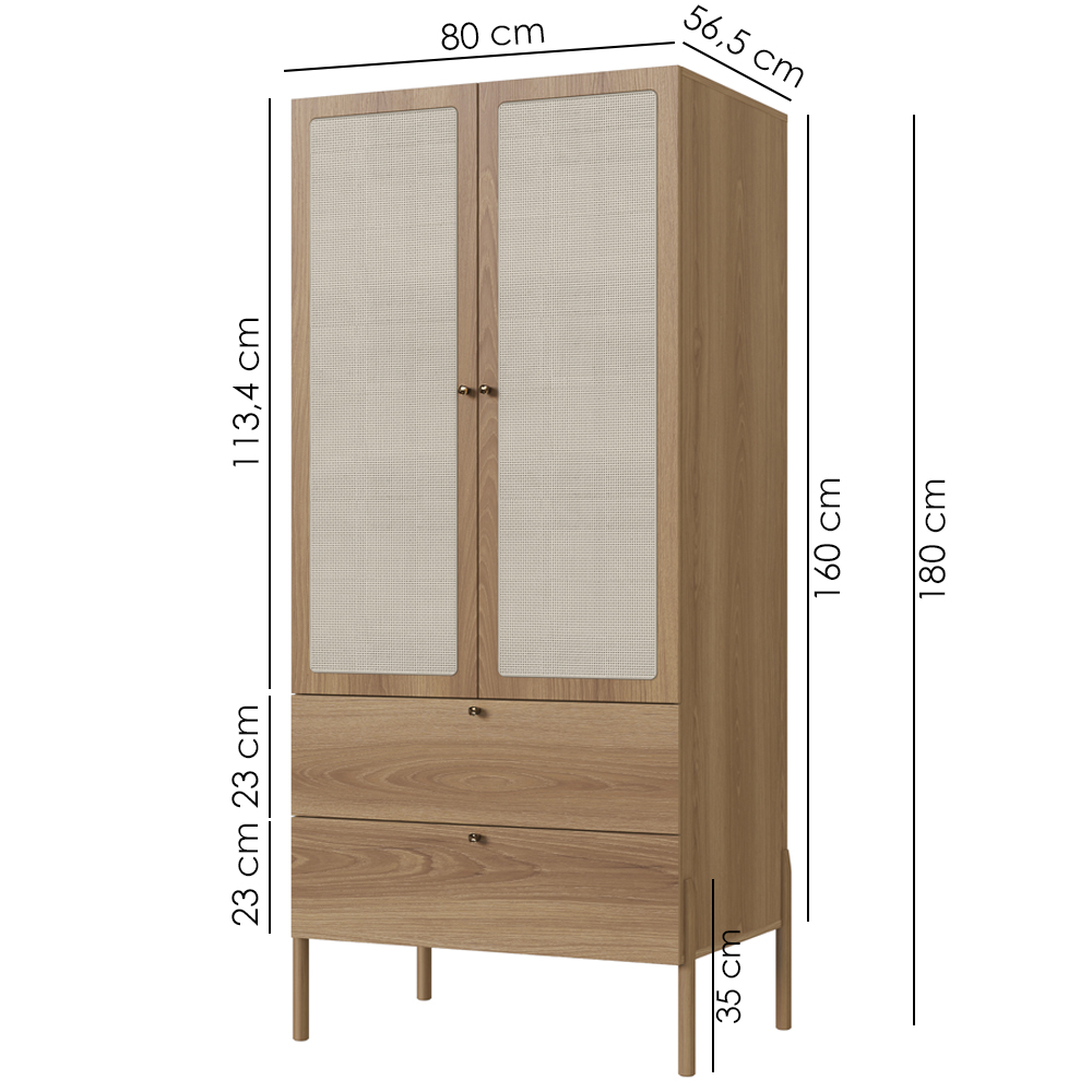 Guarda Roupa Solteiro Palhinha 28025 180x80 cm Hanover Artesano