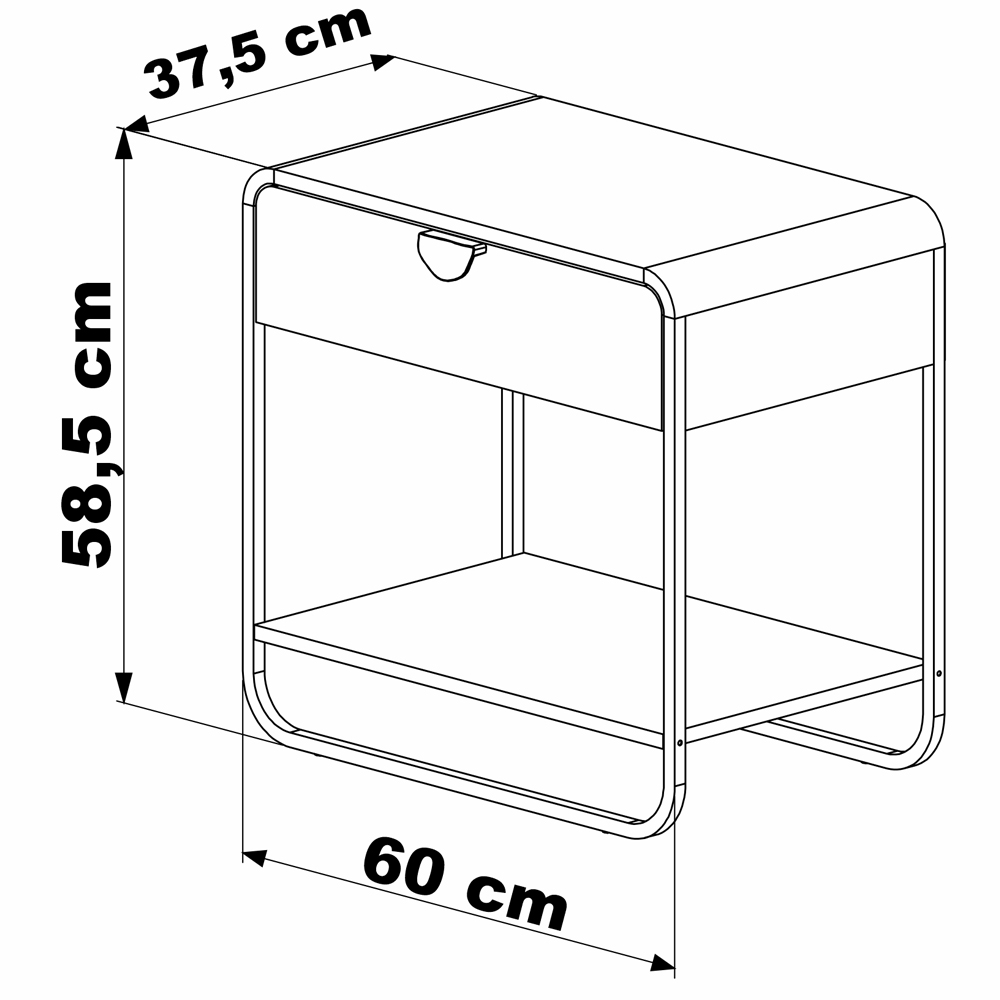 Kit 02 Mesas De Cabeceira 1G Organica 60 cm 28061 Hanover Dourado Artesano
