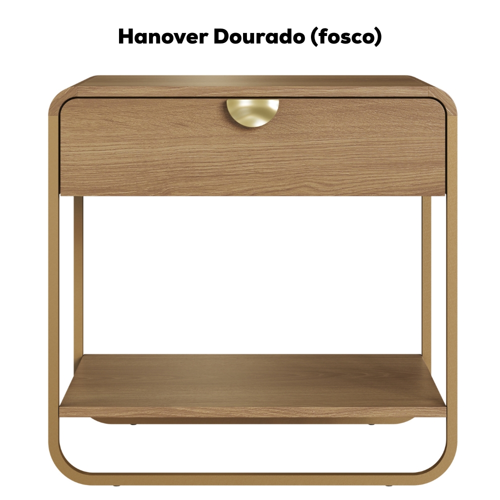Kit 02 Mesas De Cabeceira 1G Organica 60 cm 28061 Hanover Dourado Artesano
