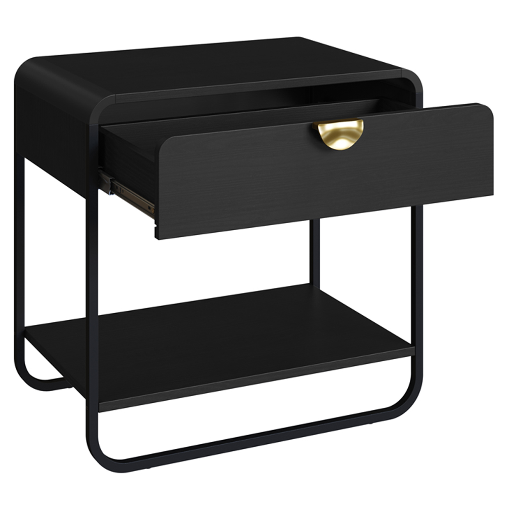 Kit 02 Mesas De Cabeceira 1G Organica 60 cm 28061 Nero Preto Artesano
