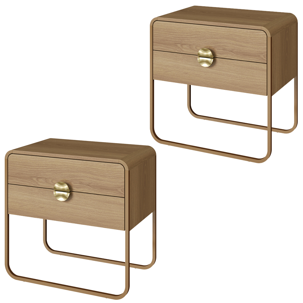 Kit 02 Mesas De Cabeceira 2G Organica 60 cm 28062 Hanover Dourado Artesano