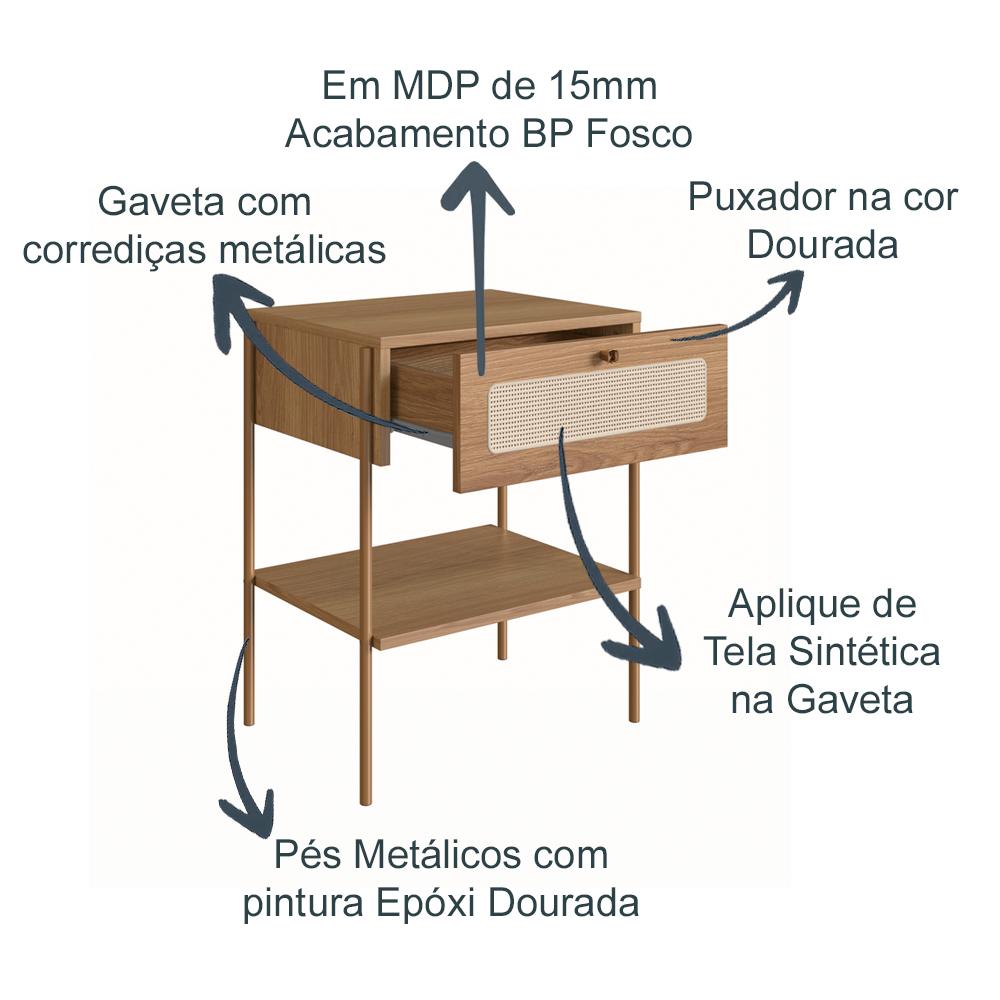 Kit 02 Mesas de Cabeceira 1 Gv Palhinha 28932 Linha Oslo Hanover Artesano