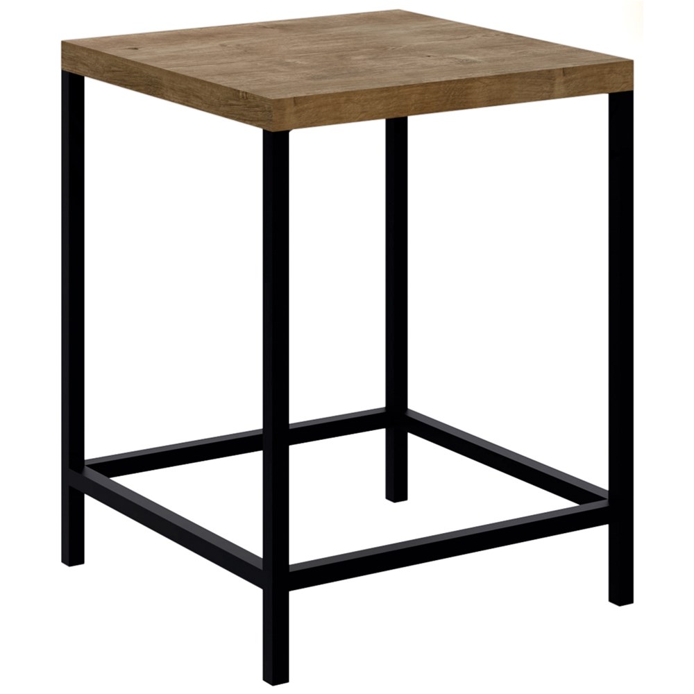 Kit 2 Banquetas Decorativas Baixas Estilo Industrial Steel Quadra Vermont Base Preta - Artesano