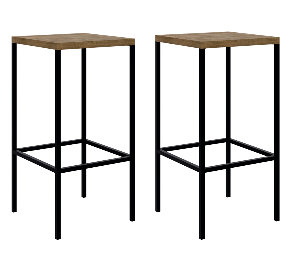 Kit Com 02 Banqueta Alta Steel Quadra 27816 Vermont Preto Fosco Artesano