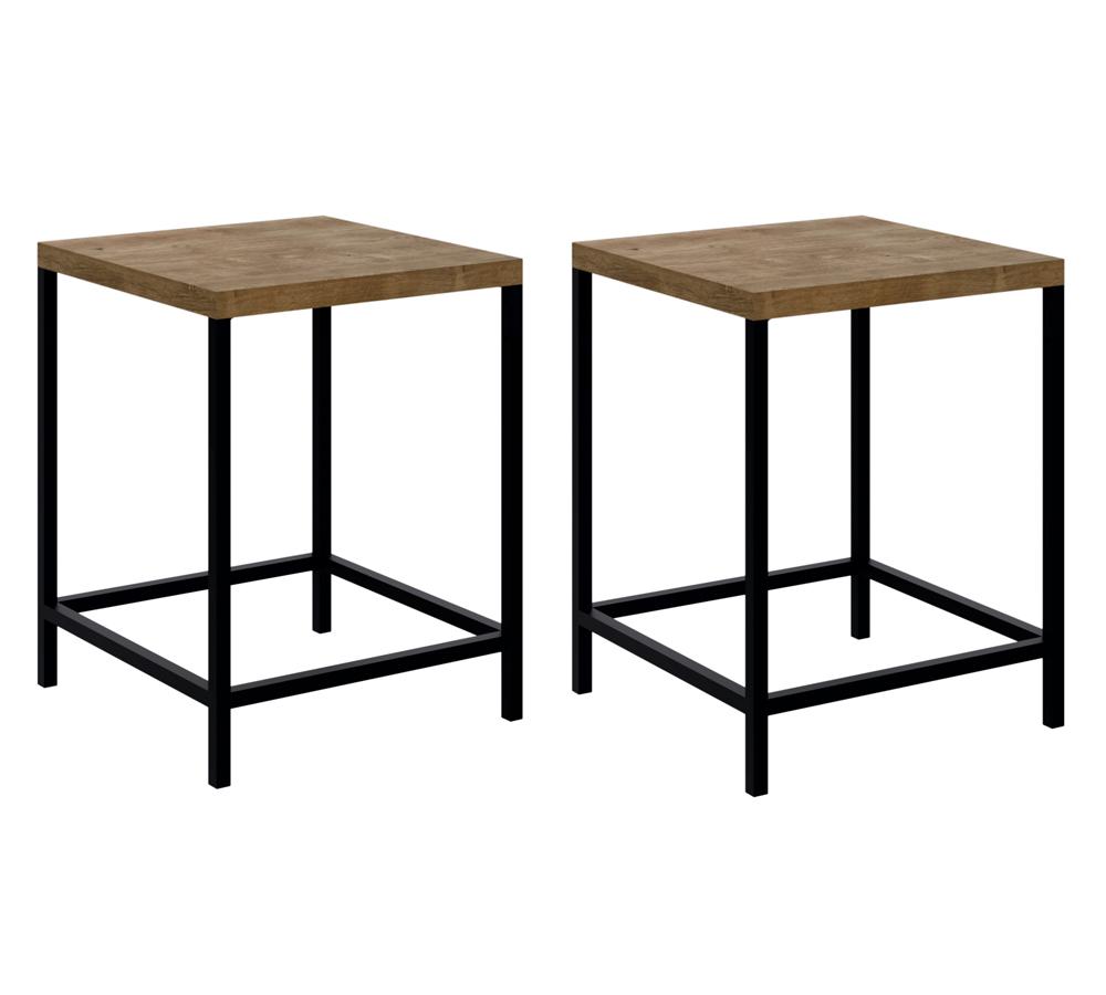 Kit Com 02 Banquetas Baixas Steel Quadra 27815 Vermont Preto Fosco Artesano