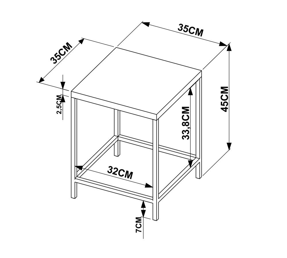 Kit Com 02 Banquetas Baixas Steel Quadra 27815 Vermont Preto Fosco Artesano