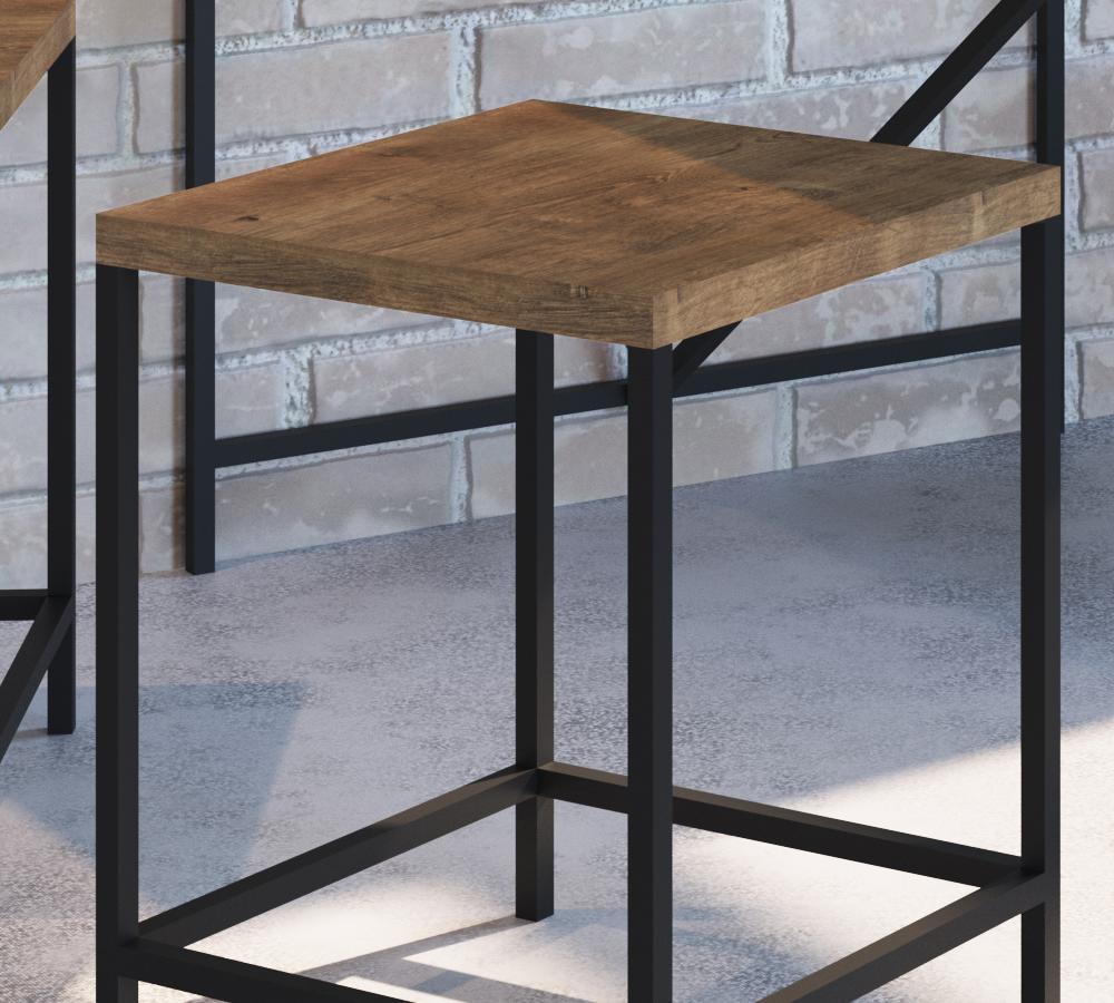 Kit Com 02 Banquetas Baixas Steel Quadra 27815 Vermont Preto Fosco Artesano