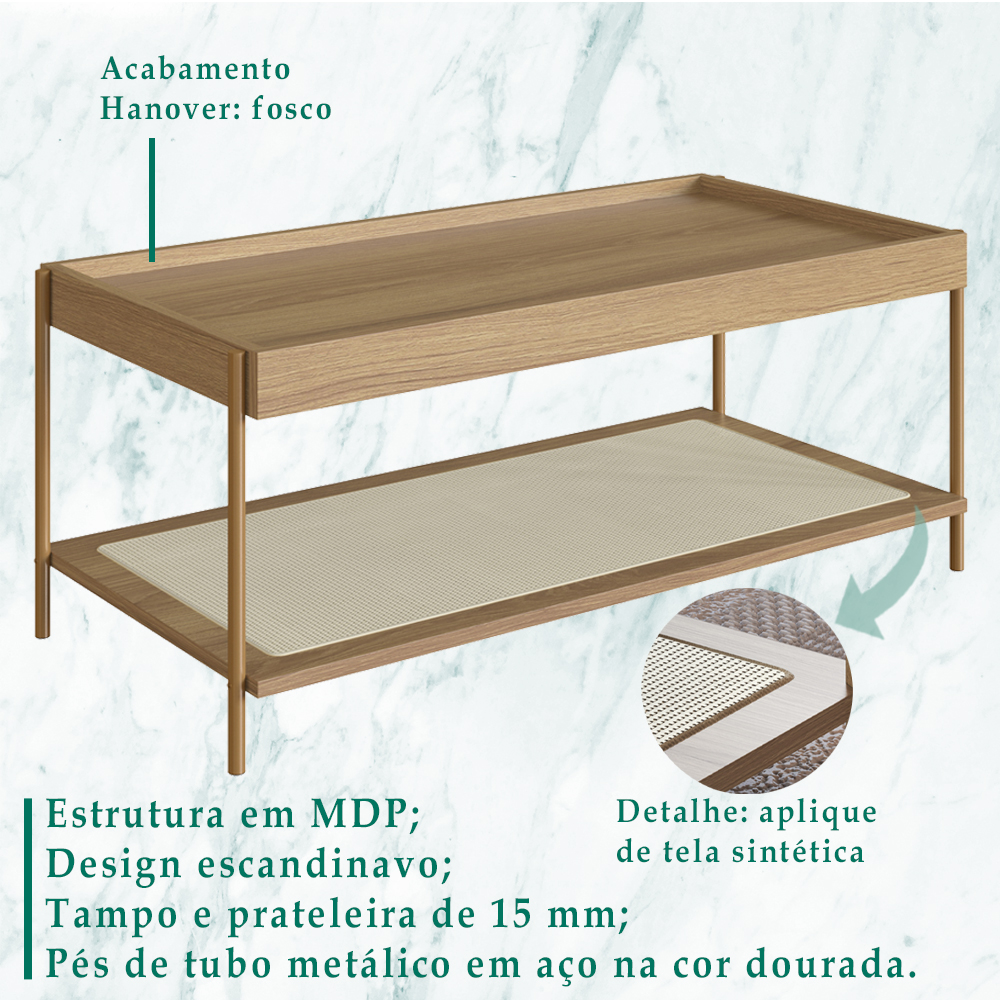 Mesa Centro 93 CM Pes Metal Oslo 28961 Hanover Artesano