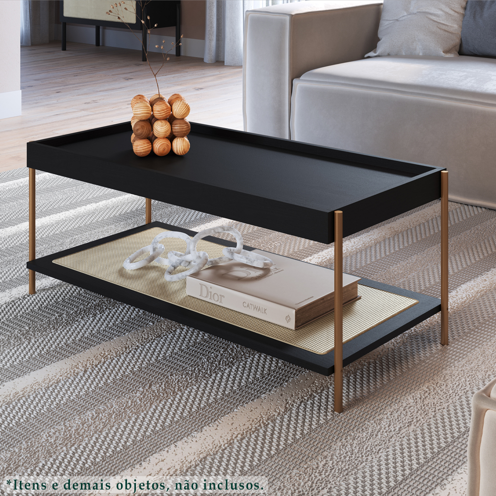 Mesa Centro 93 CM Pes Metal Oslo 28961 Nero Artesano