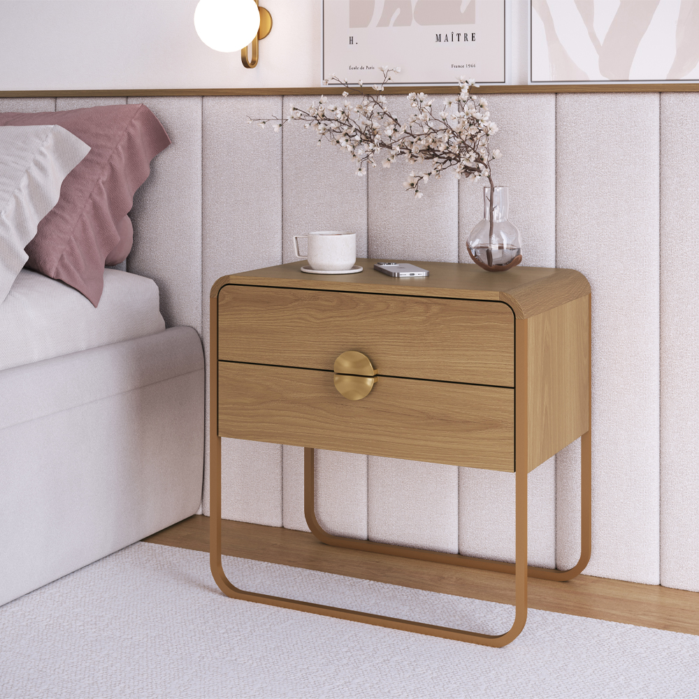 Mesa De Cabeceira 2G Organica 60 cm 28062 Hanover Dourado Artesano
