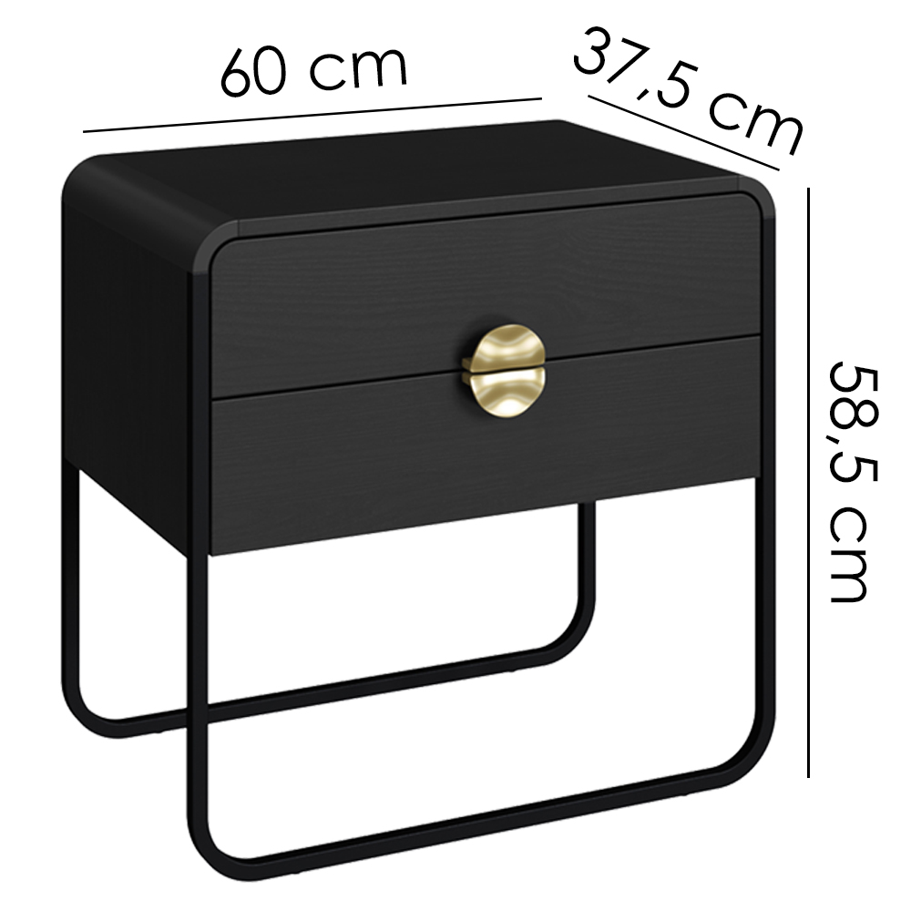 Mesa De Cabeceira 2G Organica 60 cm 28062 Nero Preto Artesano