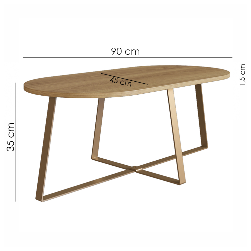 Mesa De Centro Para Sala De Estar 27941 Hanover Dourado Artesano