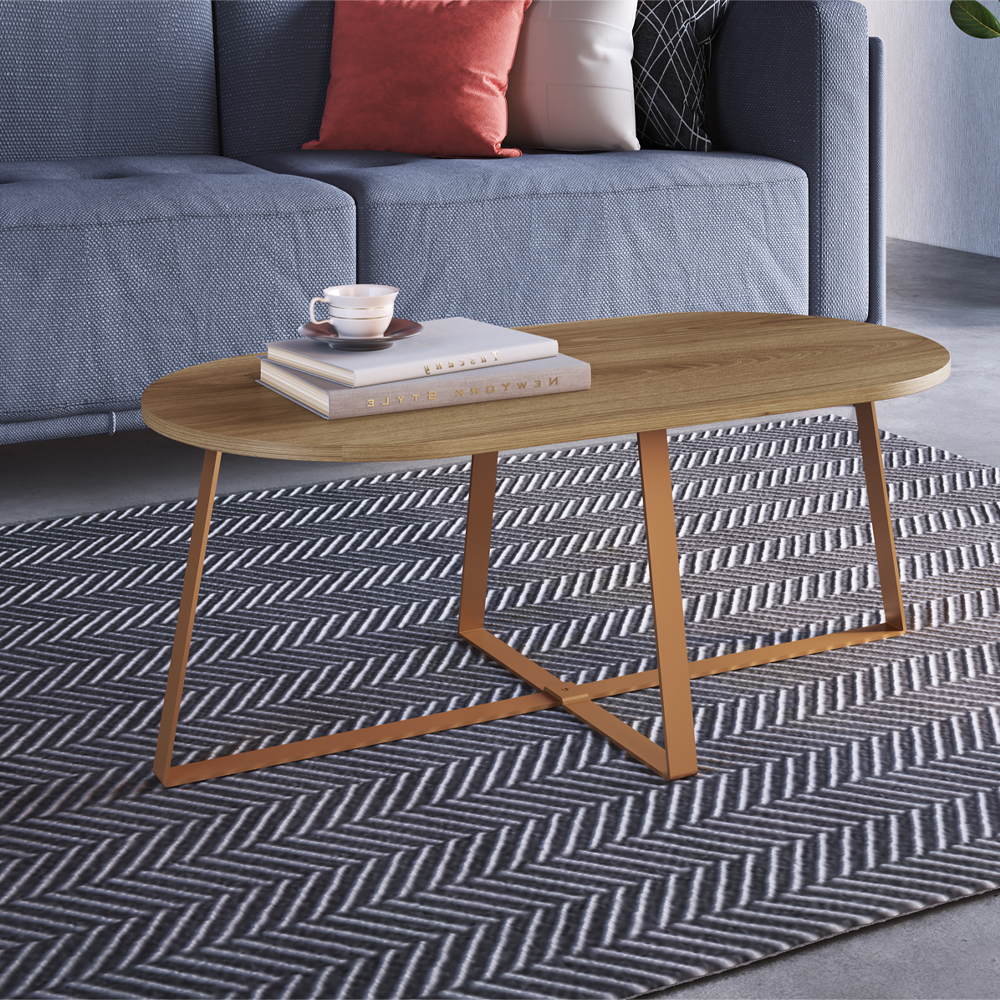 Mesa De Centro Para Sala De Estar 27941 Hanover Dourado Artesano