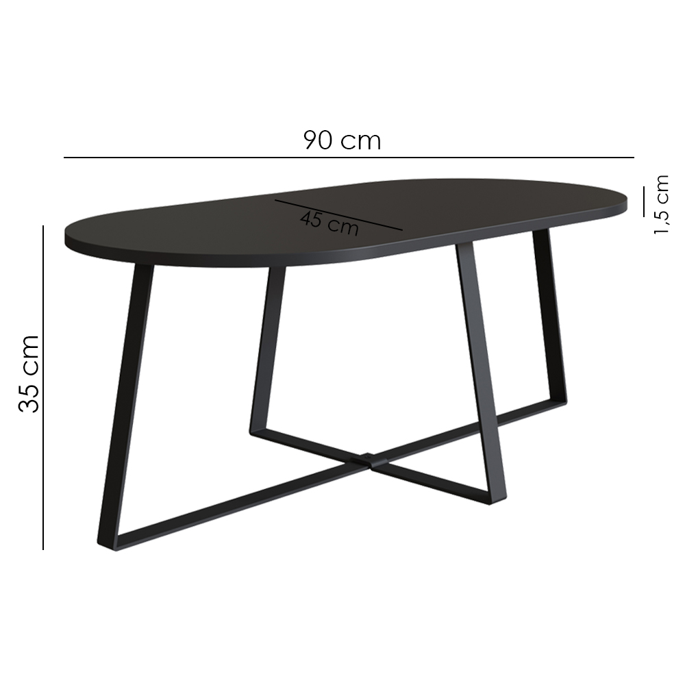 Mesa De Centro Para Sala De Estar 27941 Preto Artesano