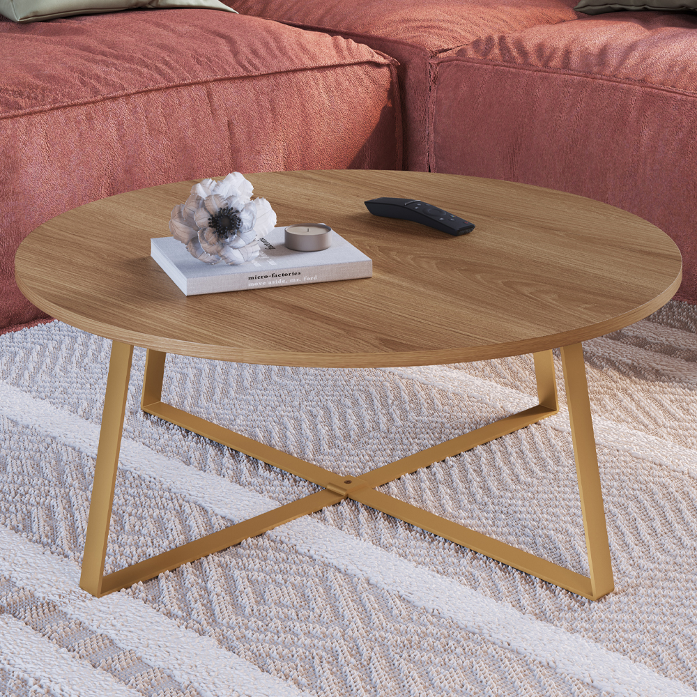 Mesa De Centro Para Sala De Estar 27947 Hanover Dourado Artesano