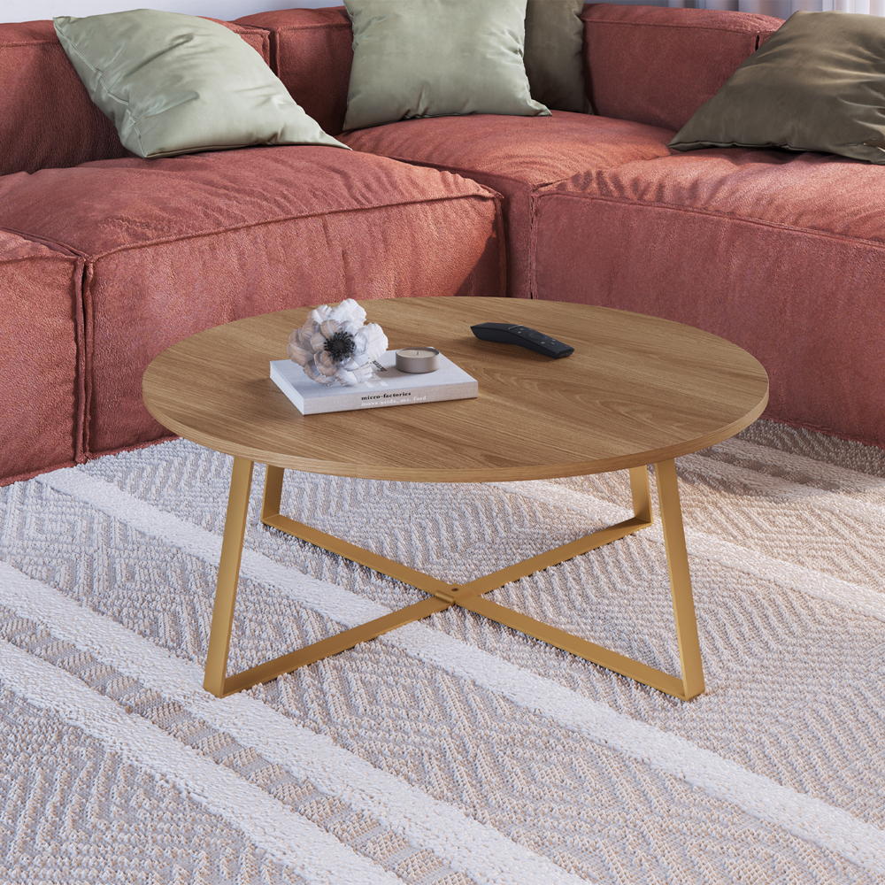 Mesa De Centro Para Sala De Estar 27947 Hanover Dourado Artesano