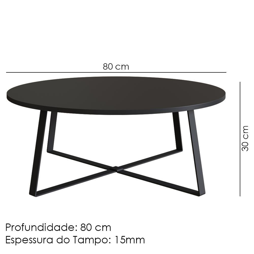 Mesa De Centro Para Sala De Estar 27947 Preto Artesano