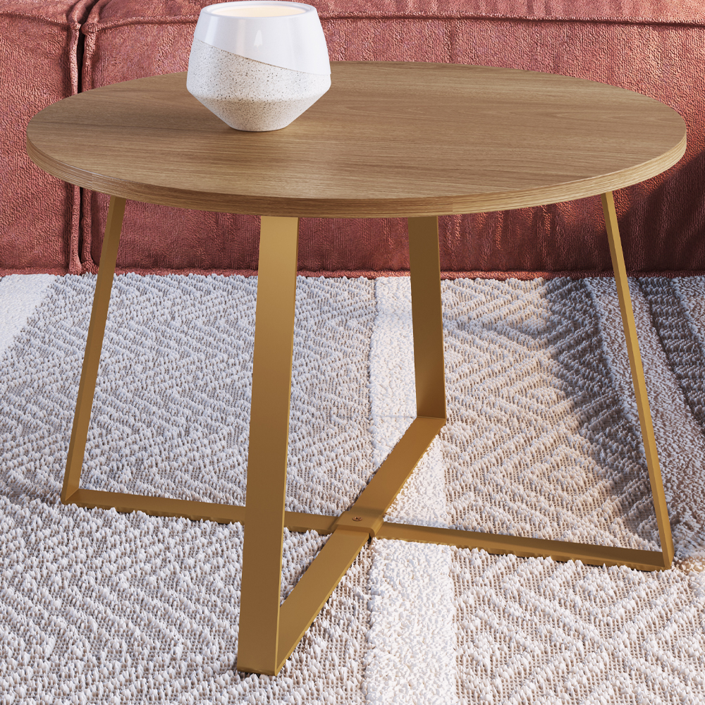 Mesa De Centro Para Sala De Estar 27948 Hanover Dourado Artesano
