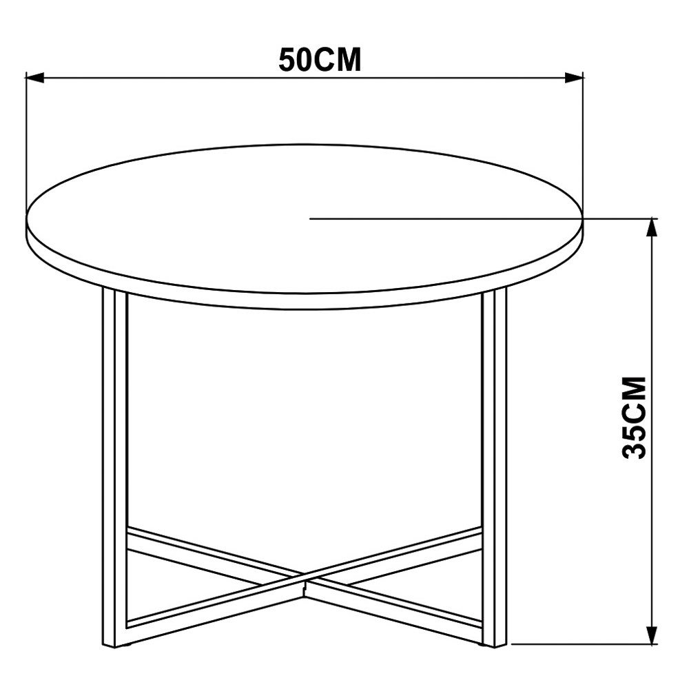 Mesa De Centro Redonda Média Volpi Vermont Base Preta - Artesano