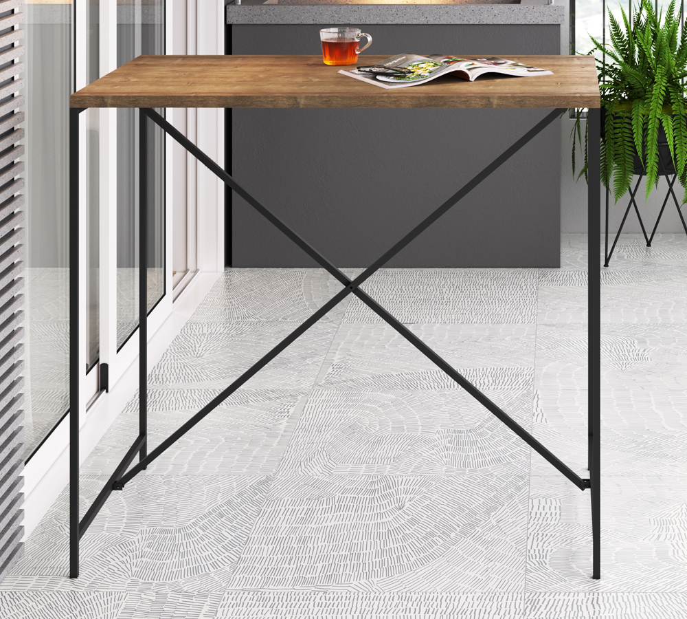 Mesa De Jantar 100x60 Steel Quadra 27817 Vermont Preto Fosco Artesano