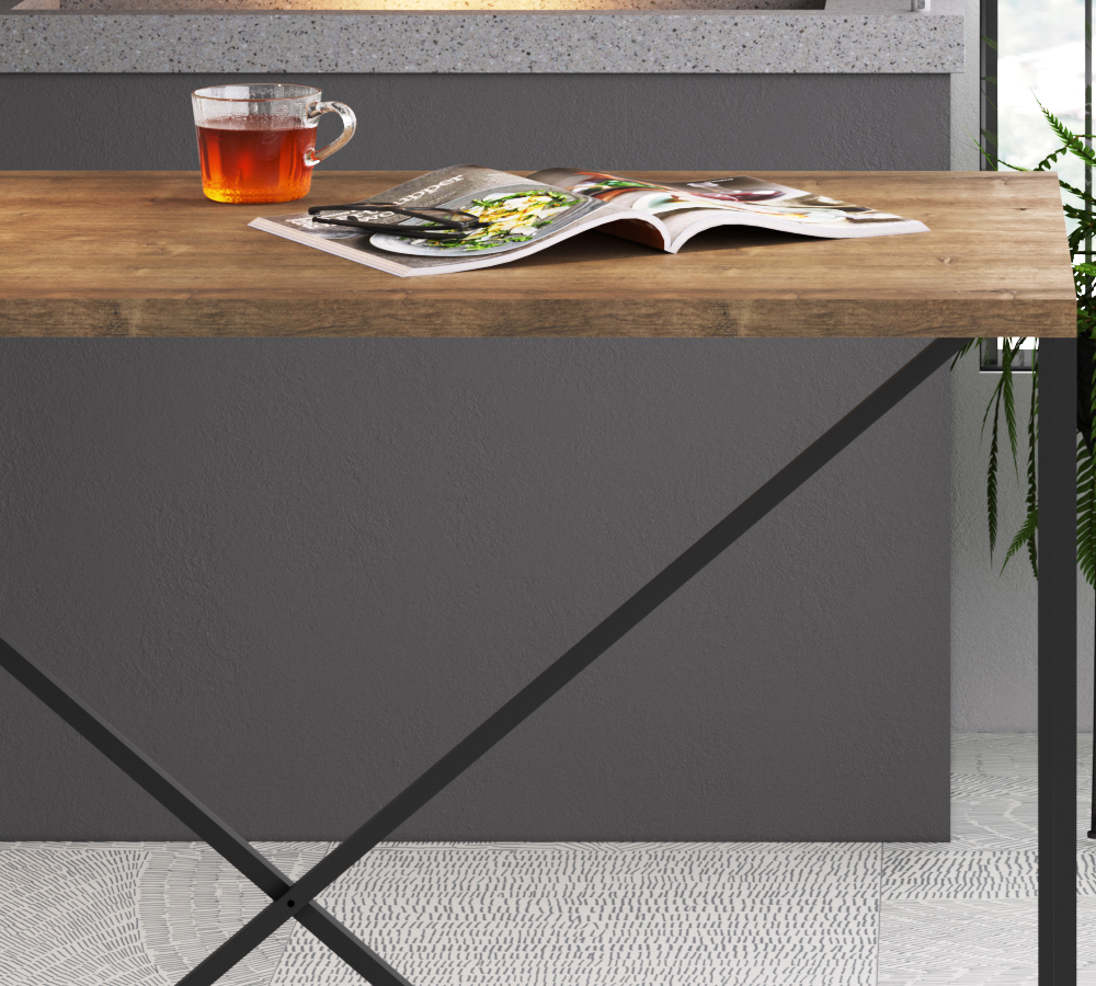 Mesa De Jantar 100x60 Steel Quadra 27817 Vermont Preto Fosco Artesano