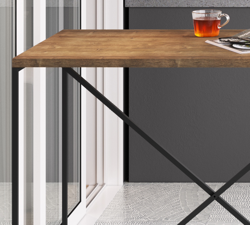 Mesa De Jantar 100x60 Steel Quadra 27817 Vermont Preto Fosco Artesano