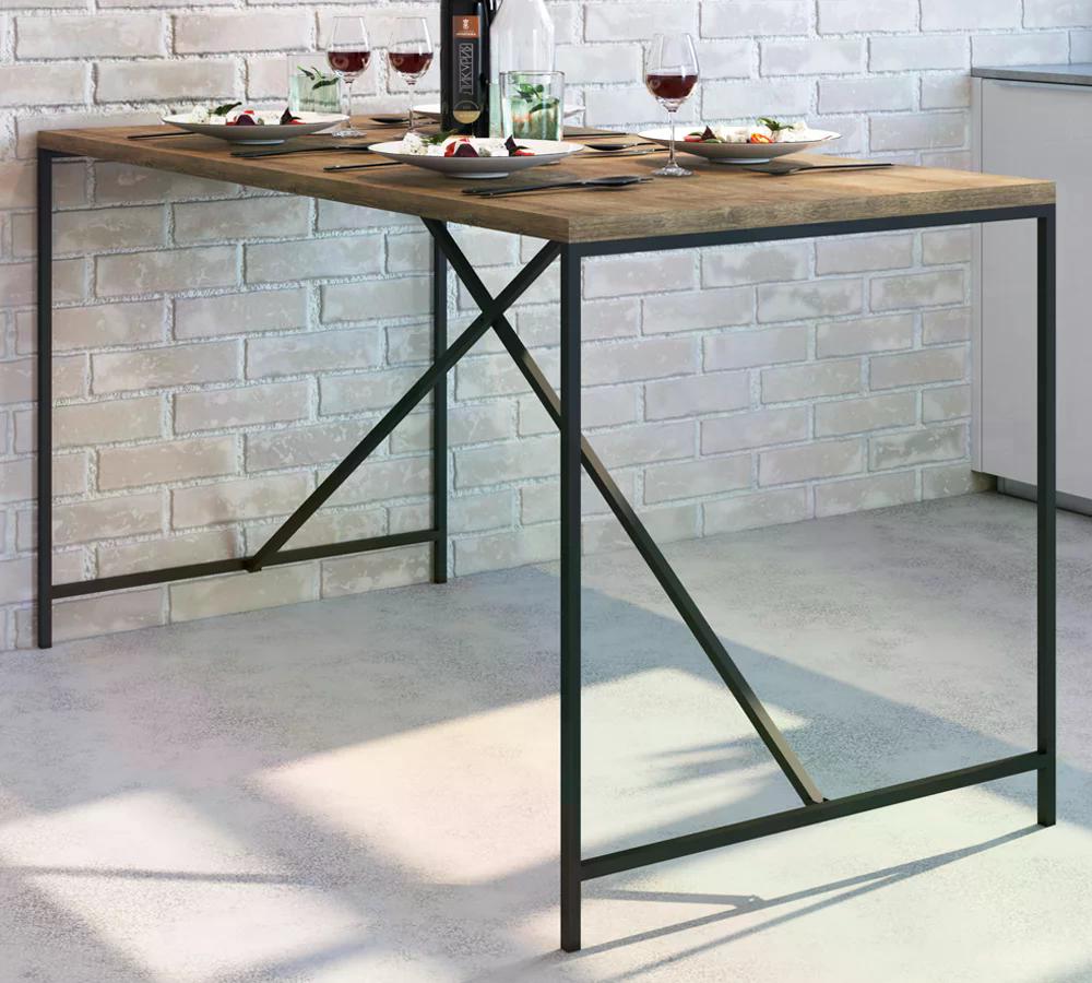 Mesa De Jantar 136x69 Steel Quadra 27818 Vermont Preto Fosco Artesano