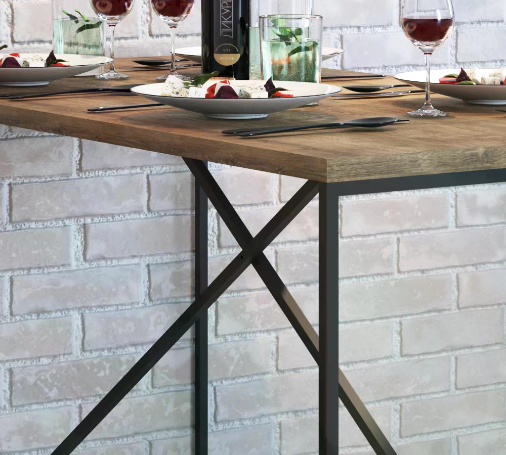 Mesa De Jantar 136x69 Steel Quadra 27818 Vermont Preto Fosco Artesano