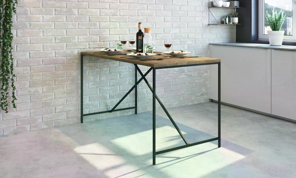 Mesa De Jantar 136x69 Steel Quadra 27818 Vermont Preto Fosco Artesano