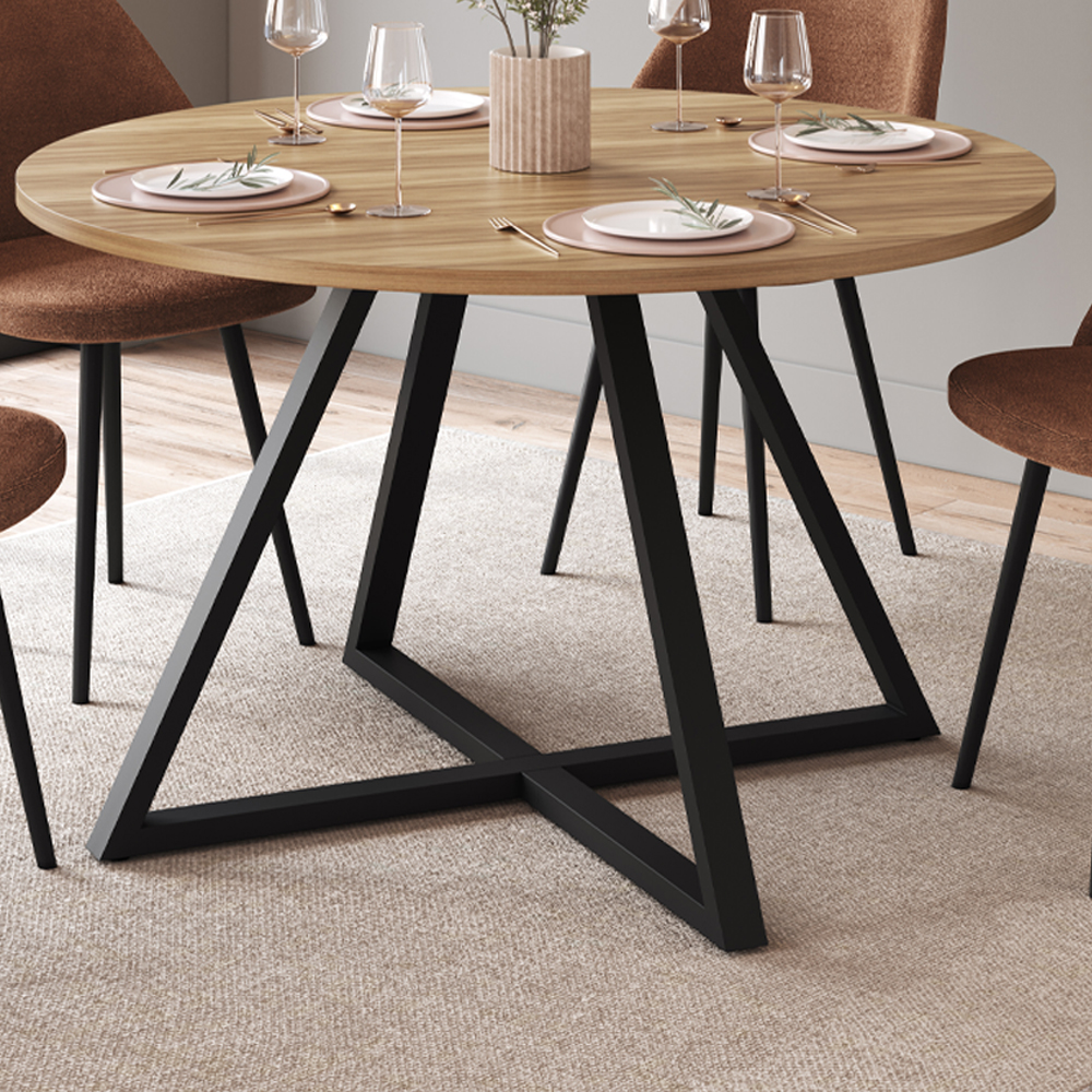 Mesa De Jantar Redonda 110 cm 25933 Nogal Sevilha Preto Artesano