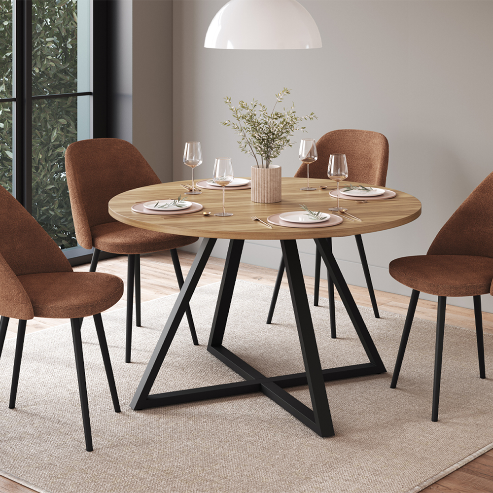 Mesa De Jantar Redonda 110 cm 25933 Nogal Sevilha Preto Artesano