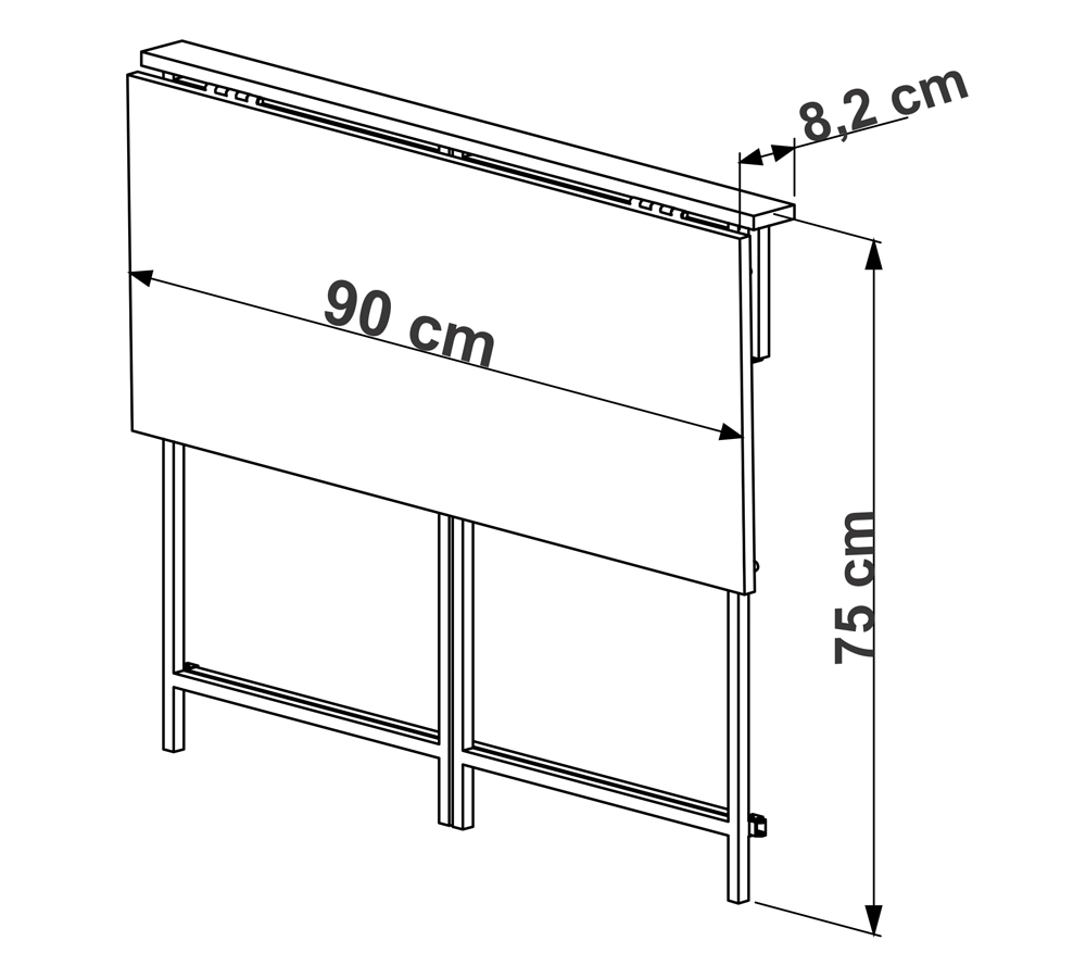 Mesa Escrivaninha Dobravel 90CM 27893 Vermont Preto Artesano