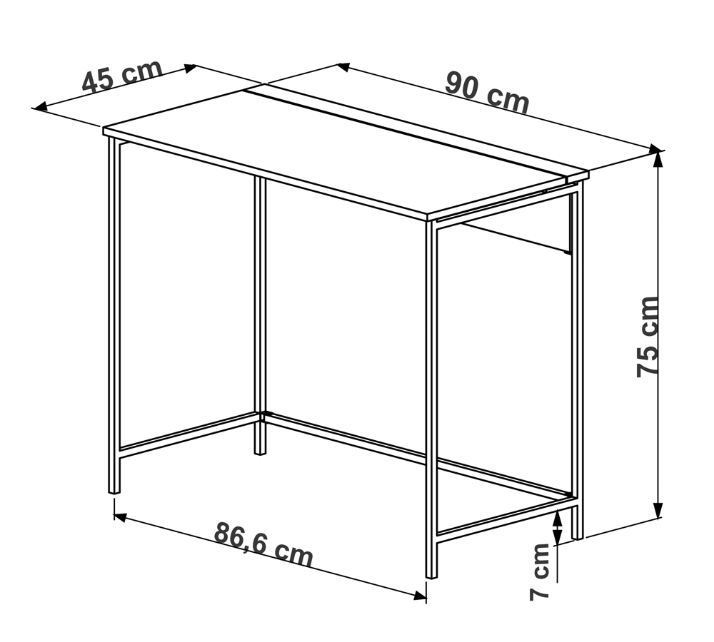 Mesa Escrivaninha Dobravel 90CM 27893 Vermont Preto Artesano