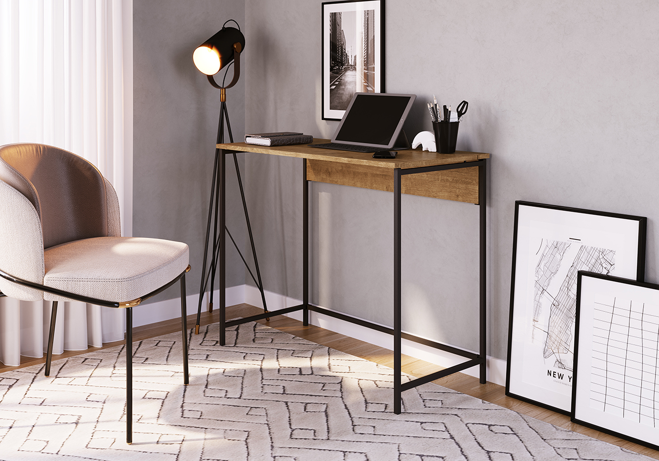 Mesa Escrivaninha Dobravel 90CM 27893 Vermont Preto Artesano
