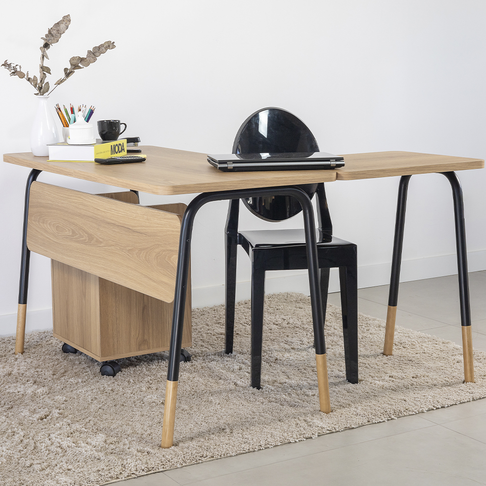 Mesa Escrivaninha Em L 120 cm 28002 Hanover Preto Artesano
