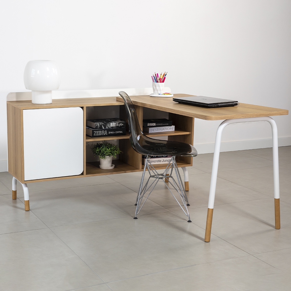 Mesa Escrivaninha Em L 28003 Hanover Branco Artesano