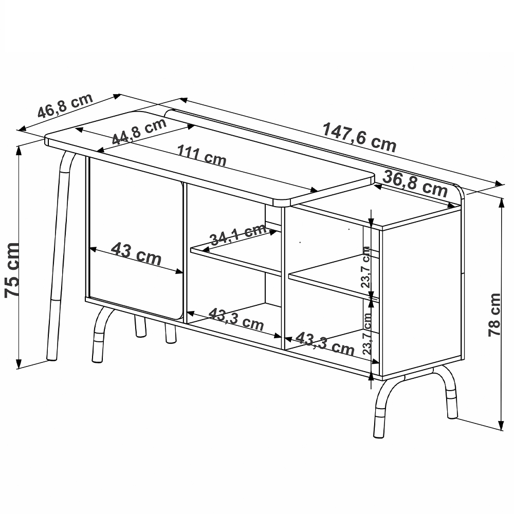 Mesa Escrivaninha Giratoria 28005 Hanover Branco Artesano