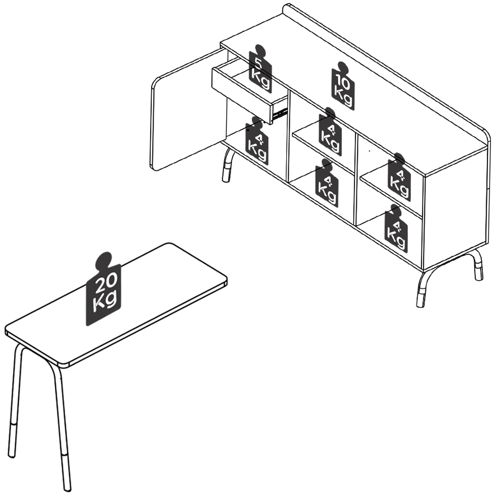 Mesa Escrivaninha Giratoria 28005 Hanover Branco Artesano