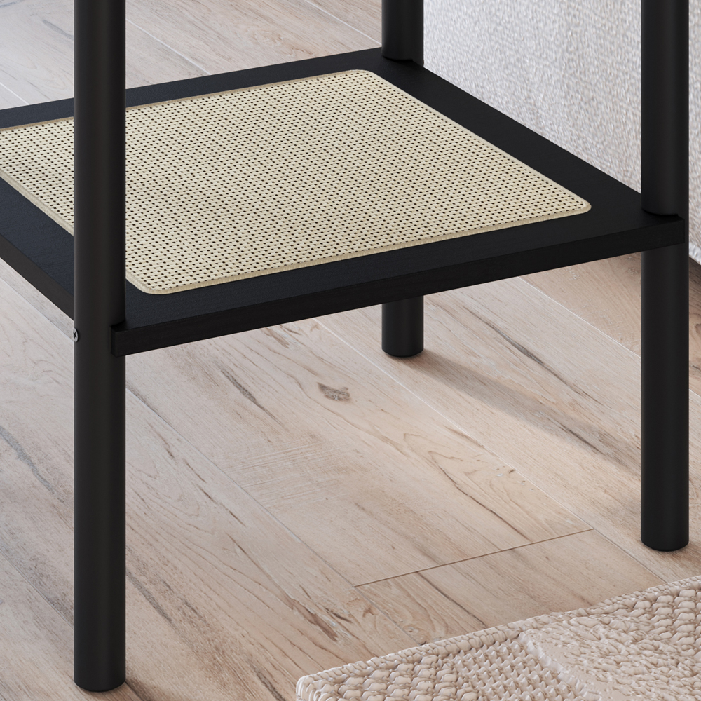 Mesa Lateral 58 CM Pes Madeira Palhinha Oslo 27962 Nero Artesano