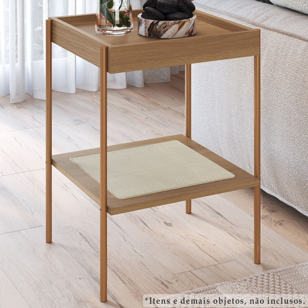 Mesa Lateral 58 CM Pes Metal Palhinha Oslo 28962 Hanover Artesano