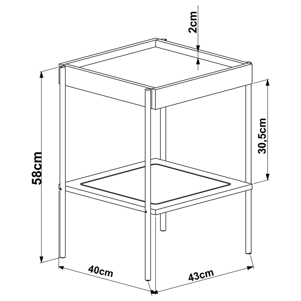 Mesa Lateral 58 CM Pes Metal Palhinha Oslo 28962 Hanover Artesano