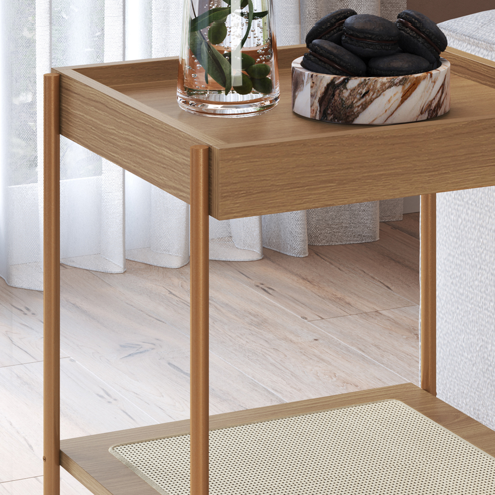 Mesa Lateral 58 CM Pes Metal Palhinha Oslo 28962 Hanover Artesano