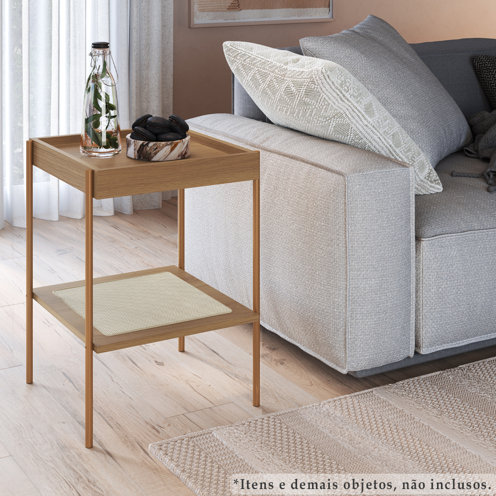 Mesa Lateral 58 CM Pes Metal Palhinha Oslo 28962 Hanover Artesano