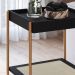 Mesa Lateral 58 CM Pes Metal Palhinha Oslo 28962 Nero Artesano